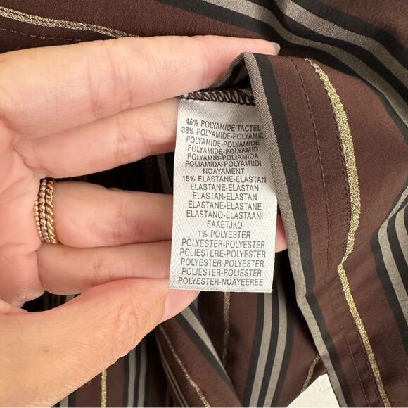 Vintage Burberry Wrap Skirt w/ Side Tie Chocolate Striped size L - Picture 7 of 12